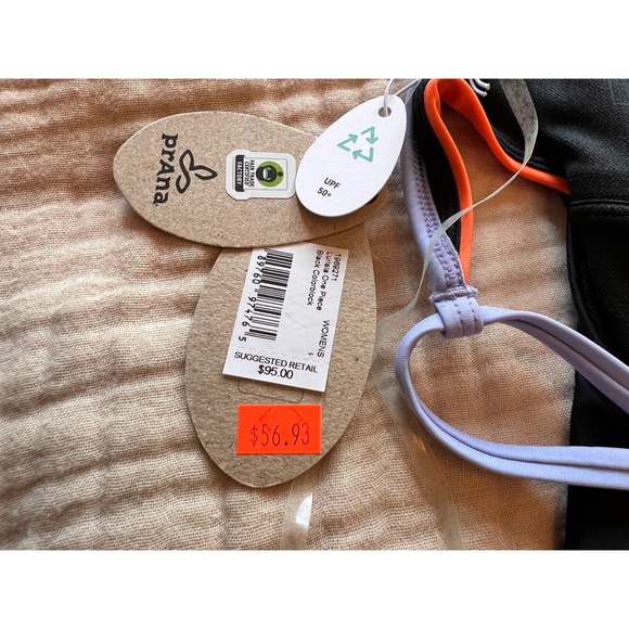 NWT Prana Colorblock‎ One Piece Swimsuit Crisscross Back Strap Size Small - Picture 6 of 6